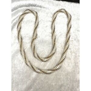 Vintage Braided Necklace Silver Tone 28"‎